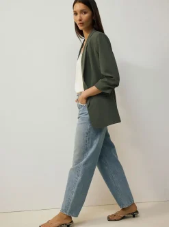 Next Khaki Green Relaxed Ruched Sleeve Blazer