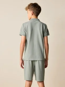 Next Short Sleeve Polo Shirt and Shorts Set (3-16yrs) Khaki Green Discount