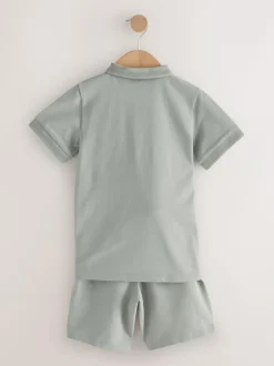 Next Short Sleeve Polo Shirt and Shorts Set (3-16yrs) Khaki Green Discount
