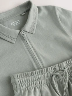Next Short Sleeve Polo Shirt and Shorts Set (3-16yrs) Khaki Green Discount