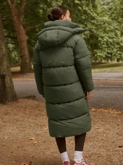 Next Shower Resistant Longline Padded Coat Khaki Green Best