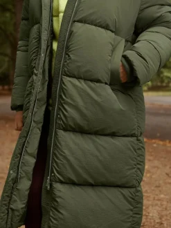 Next Shower Resistant Longline Padded Coat Khaki Green Best