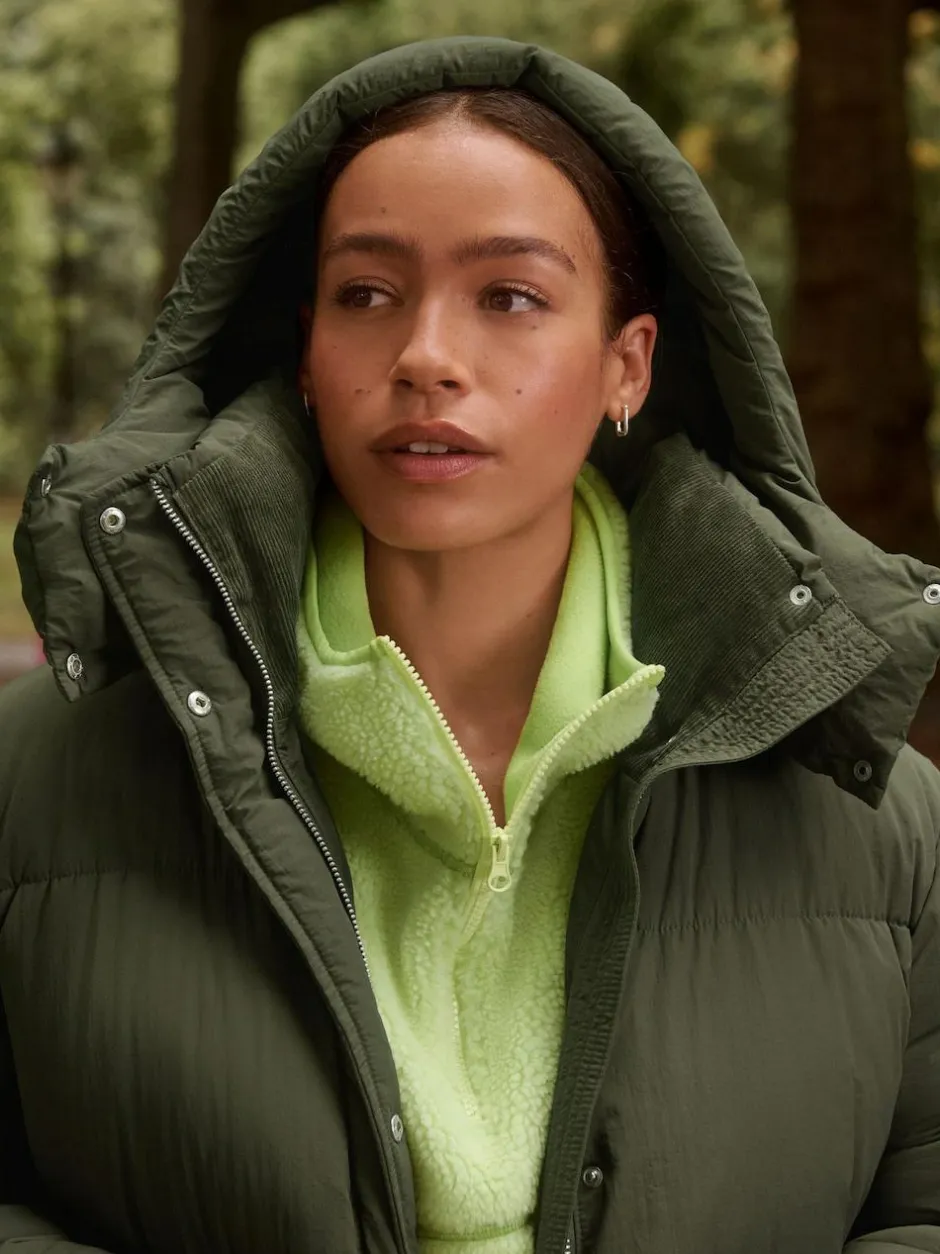 Next Shower Resistant Longline Padded Coat Khaki Green Best