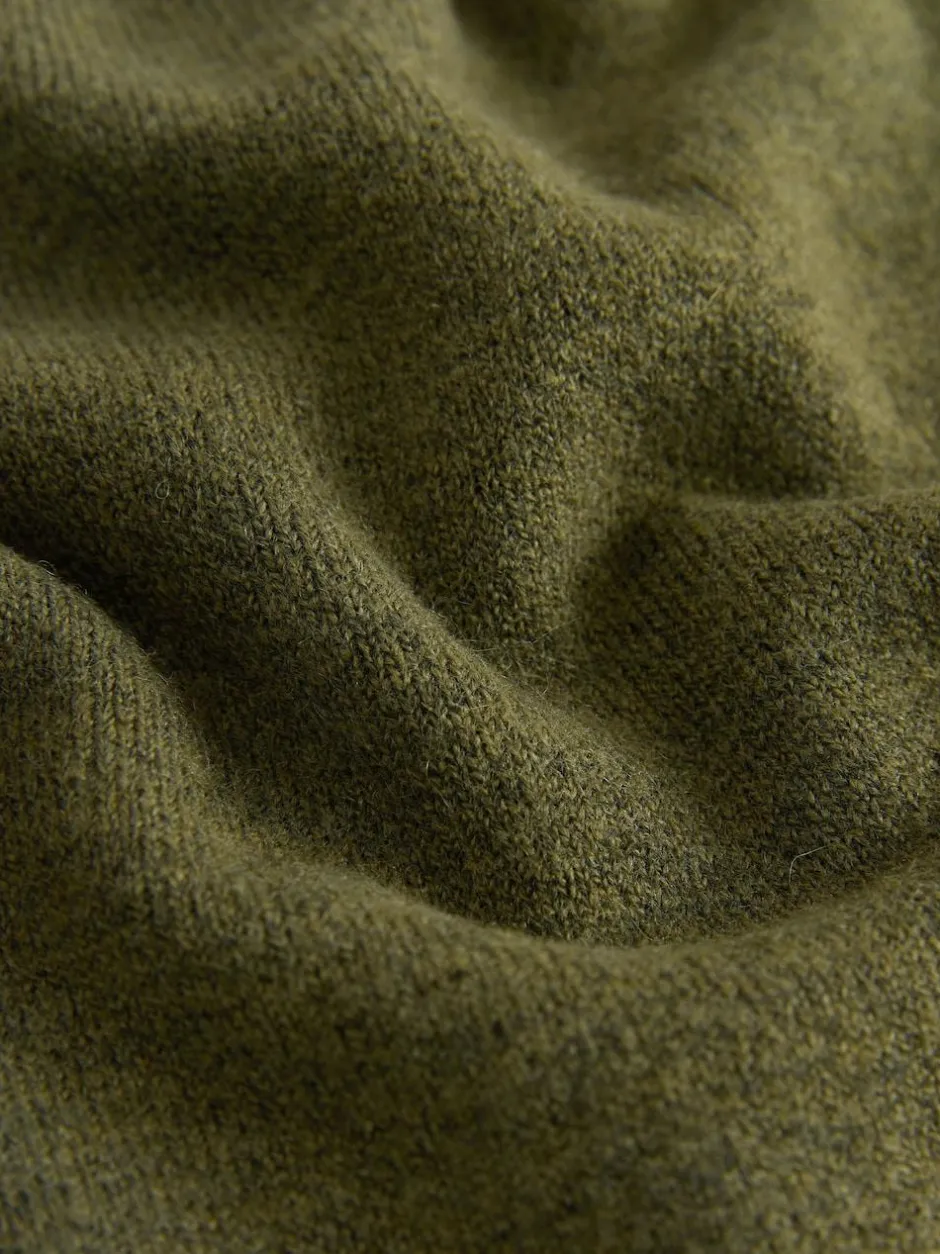 Next Khaki Green Slim Supersoft Crew Neck Cardigan with Wool Clearance