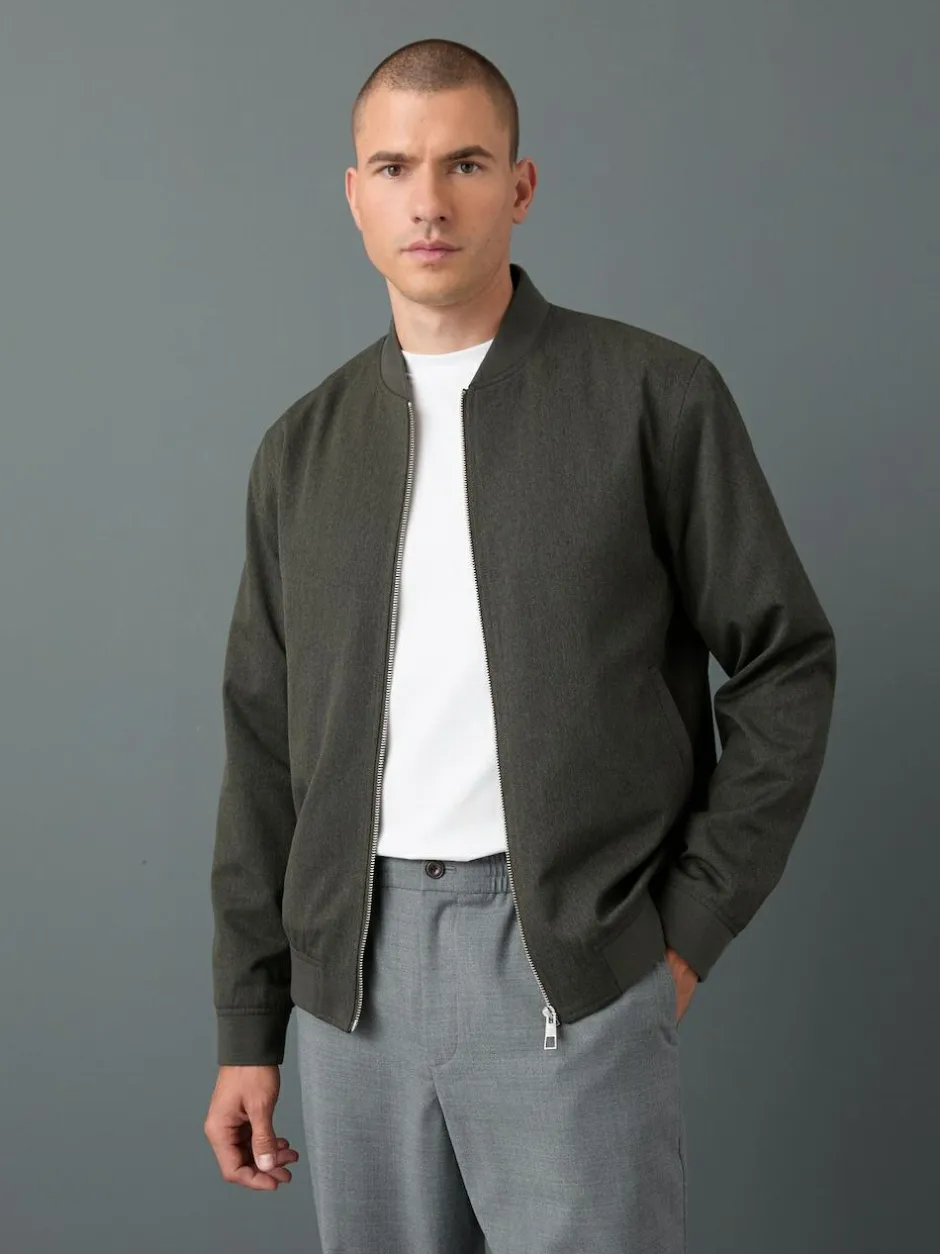 Next Khaki Green Smart Bomber Jacket New
