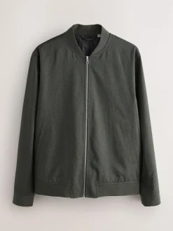 Next Khaki Green Smart Bomber Jacket New