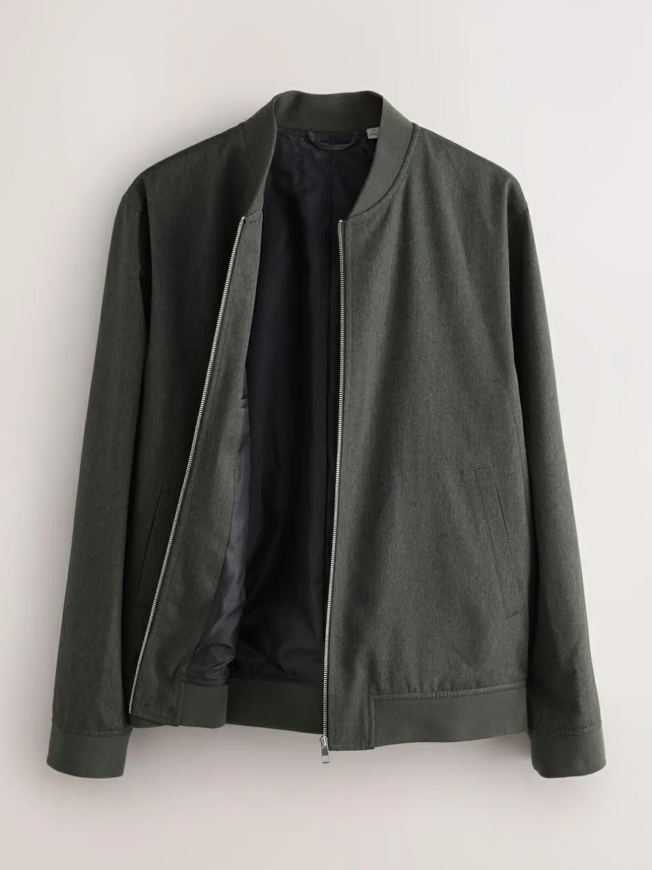 Next Khaki Green Smart Bomber Jacket New