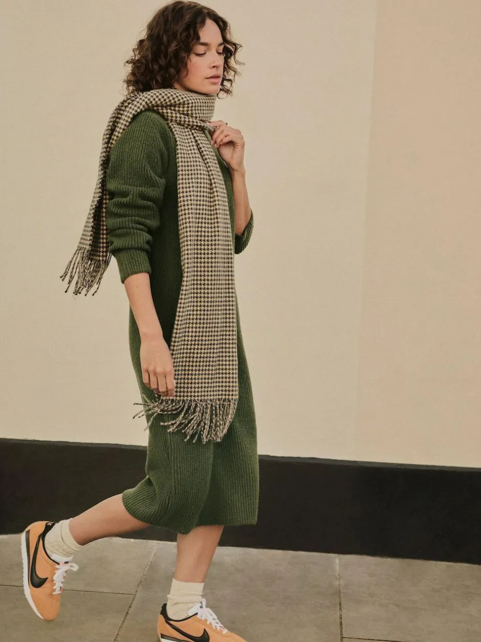 Next Super Soft V-Neck Midi Dress With Wool Khaki Green Hot