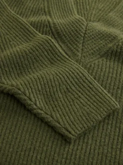 Next Super Soft V-Neck Midi Dress With Wool Khaki Green Hot