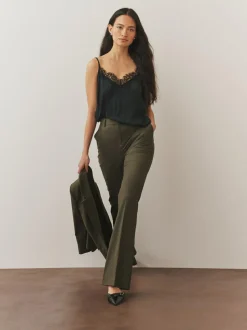 Next Tailored Bootcut Trousers With Wool Khaki Green