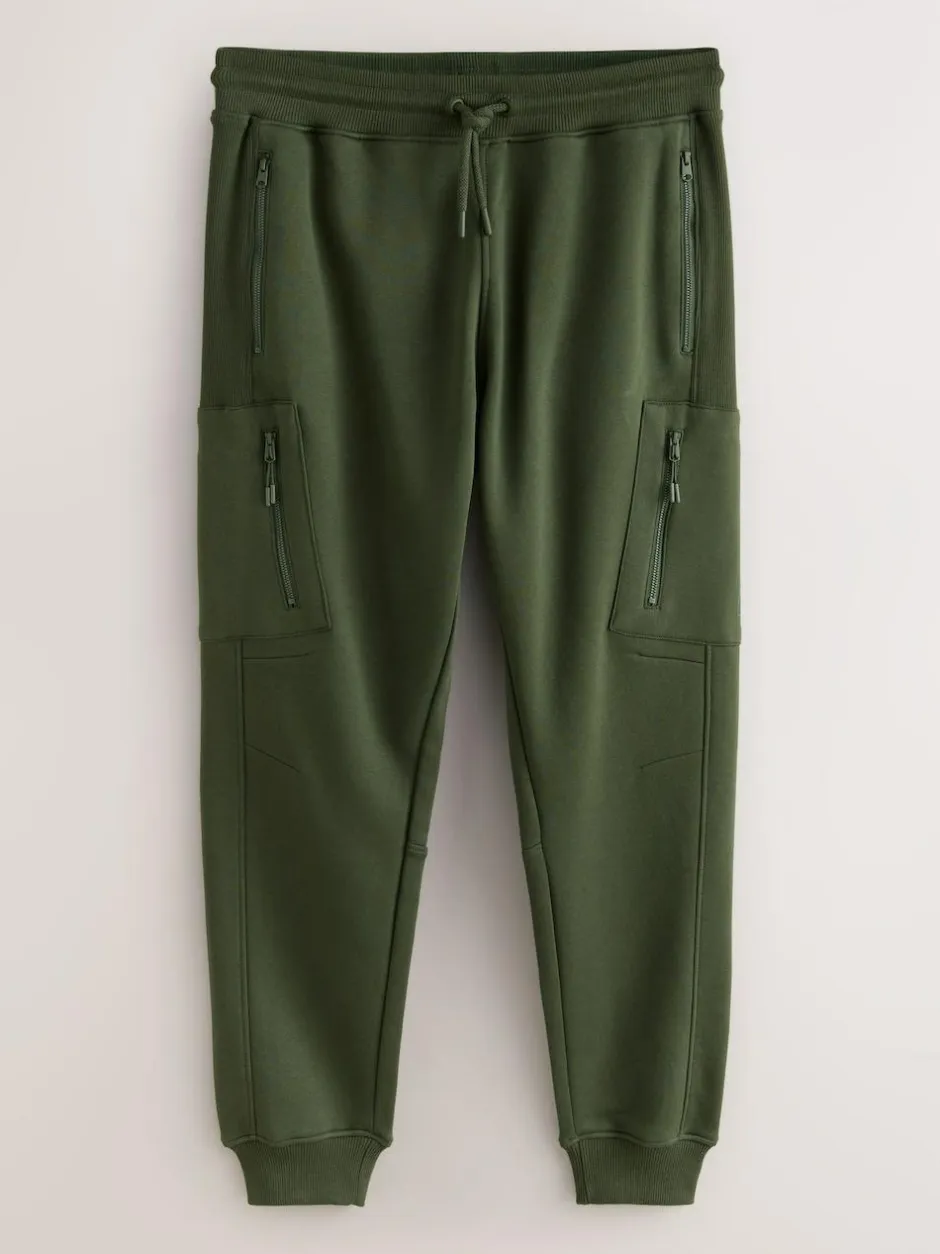 Next Utility Brushback Heavyweight Cargo Joggers Khaki Green Hot