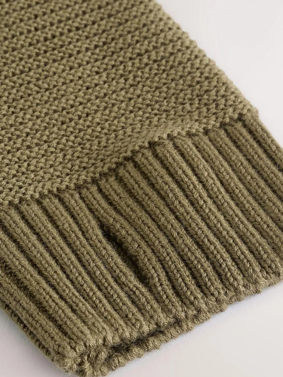 Next Khaki Green Utility Knitted Hoodie (3-16yrs) Clearance