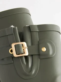 Next Warm Lined Buckle Wellies Khaki Green Sale