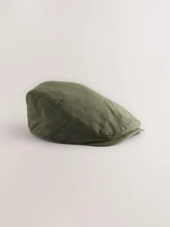 Next Khaki Green Wax Canvas Flat Cap Discount