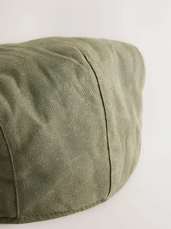 Next Khaki Green Wax Canvas Flat Cap Discount