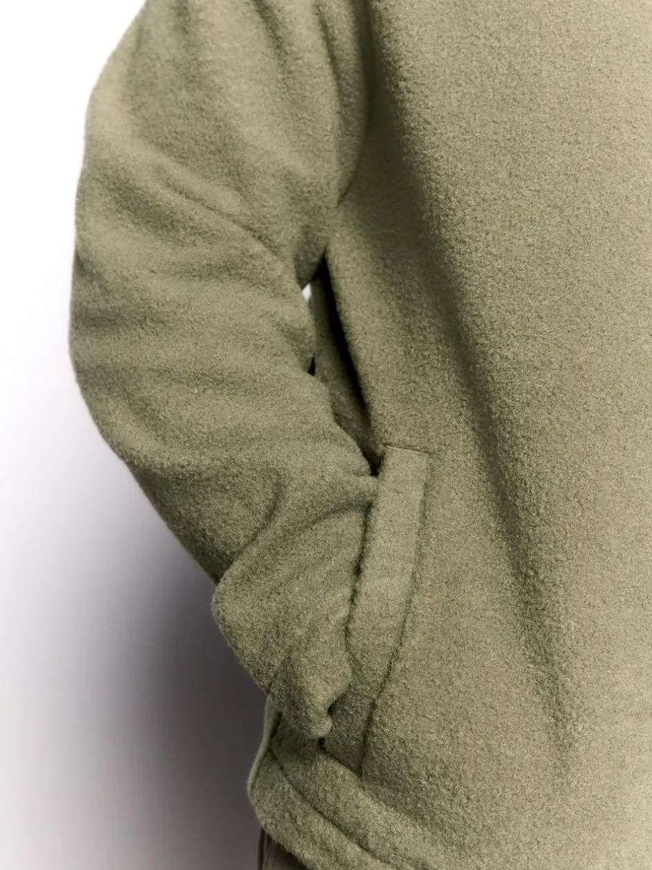 Next Wool Look Fleece Shacket Khaki Green Sale