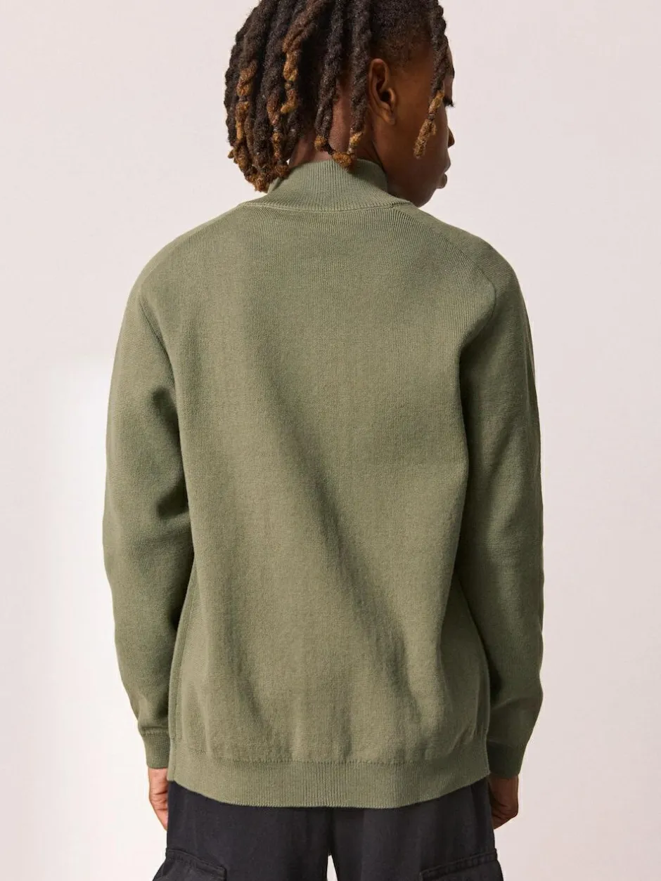 Next Khaki Green Zip Through Knitted Cardigan (3-16yrs) New