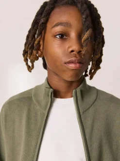 Next Khaki Green Zip Through Knitted Cardigan (3-16yrs) New