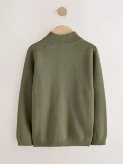 Next Khaki Green Zip Through Knitted Cardigan (3-16yrs) New