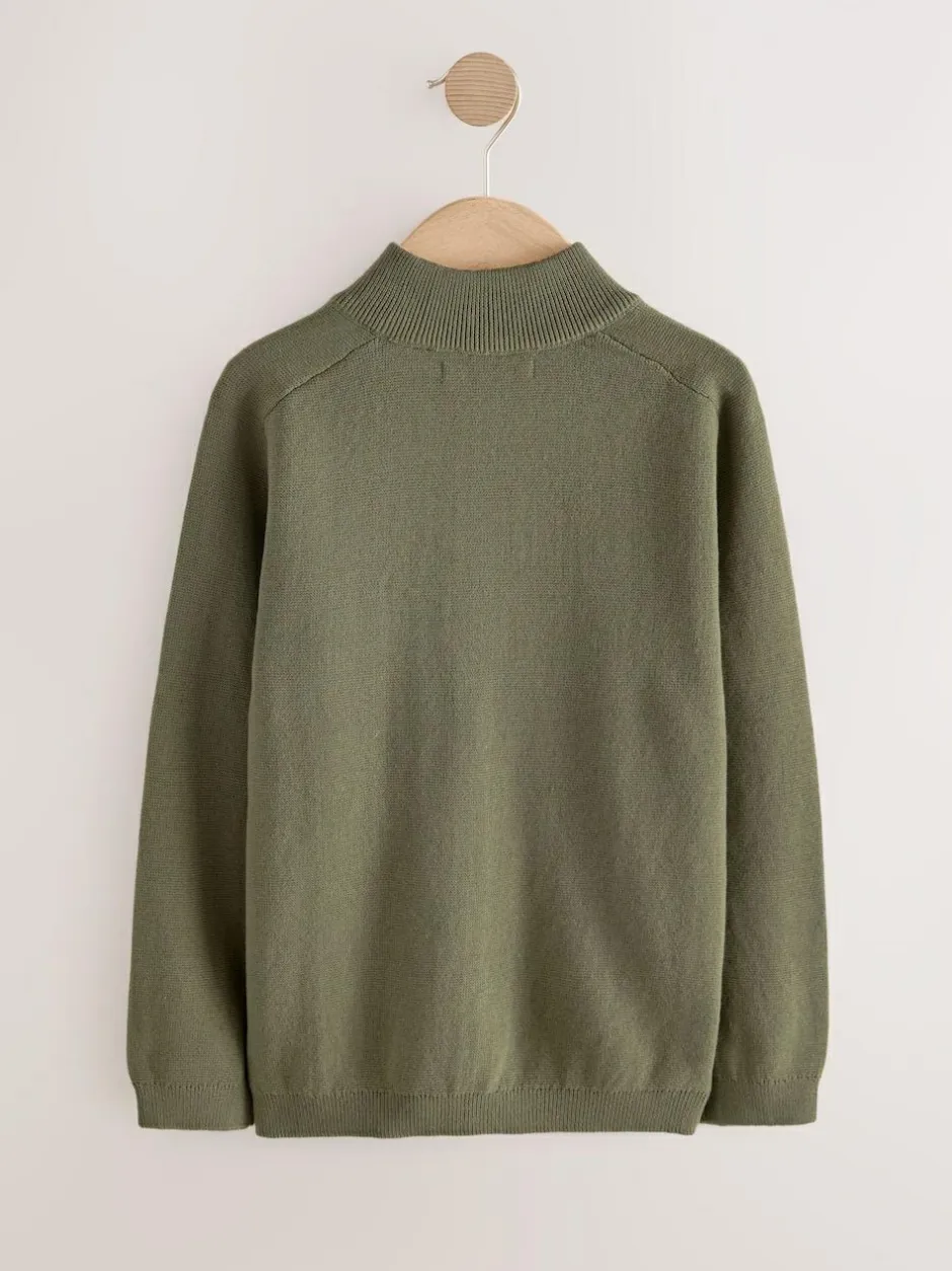 Next Khaki Green Zip Through Knitted Cardigan (3-16yrs) New