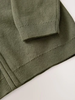 Next Khaki Green Zip Through Knitted Cardigan (3-16yrs) New