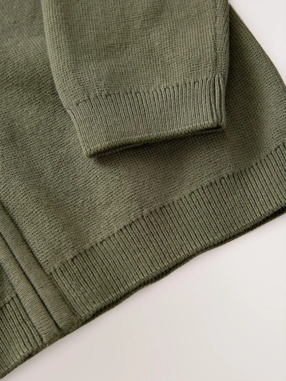 Next Khaki Green Zip Through Knitted Cardigan (3-16yrs) New