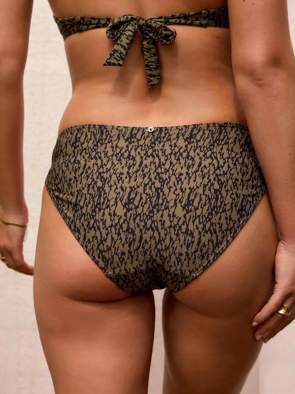 Next Khaki Green/Black High Leg Bikini Bottoms