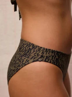Next Khaki Green/Black High Leg Bikini Bottoms