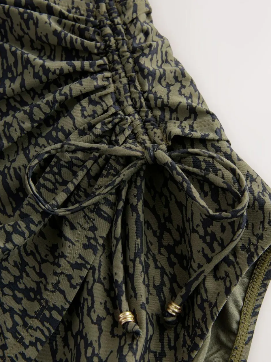 Next Khaki Green/Black Ruched Side Tummy Shaping Control Swimsuit