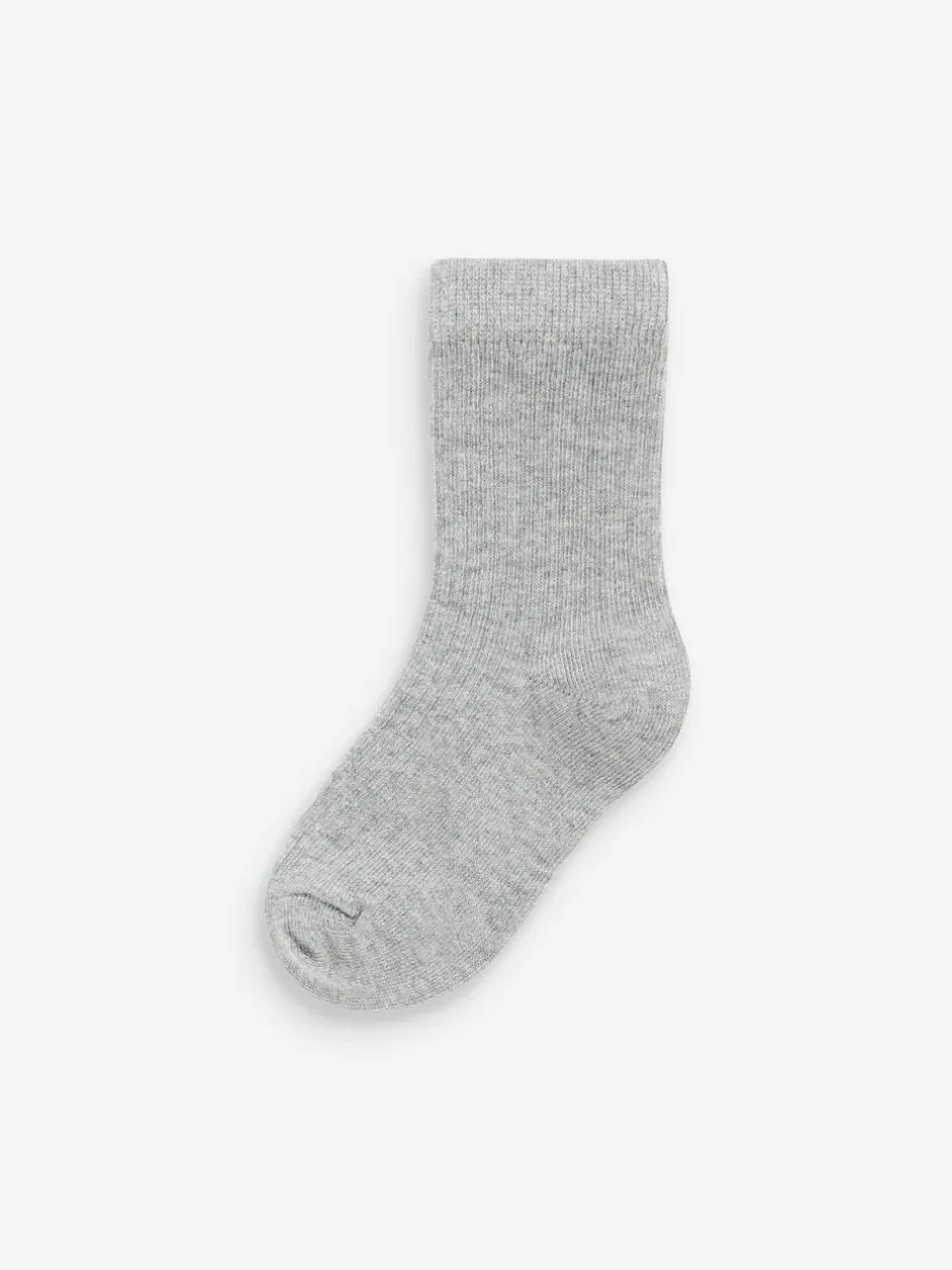 Next Cotton Rich Fine Rib Socks 7 Pack Khaki Green/Grey Hot