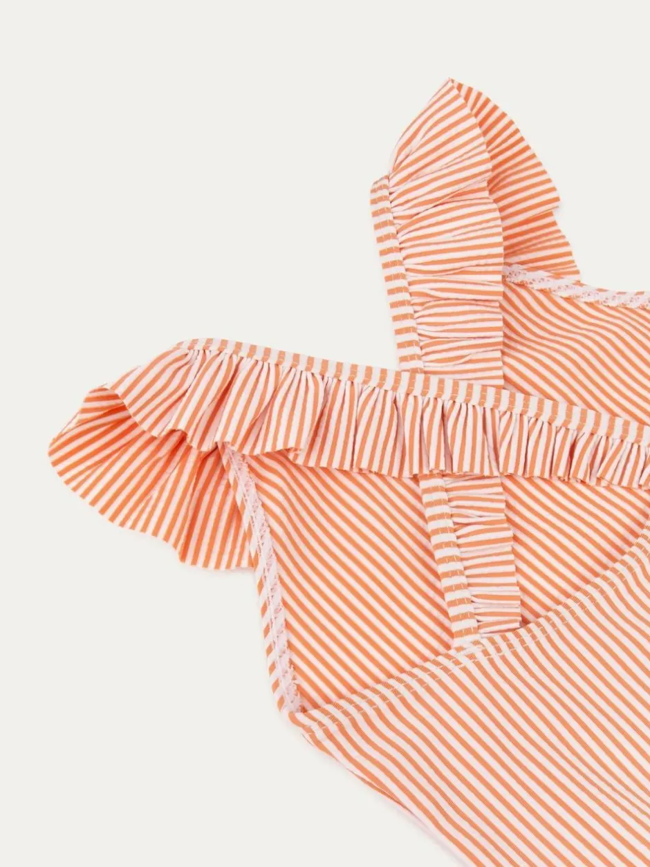 Mori KIDLY By Pink Seersucker Frilled Swimsuit Sale