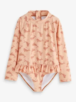Mori KIDLY BY Polyester Long Sleeve Brown Swimsuit Online