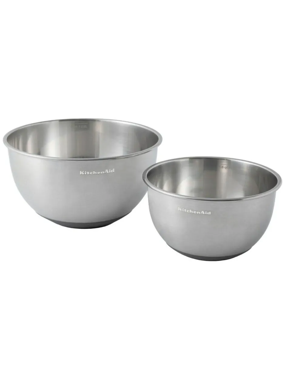 Kitchen Aid Set of 2 Silver Mixing Nesting Bowl Hot