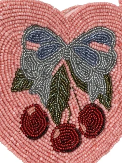 Konges Sløjd Pink Beaded Heart Bag Clearance