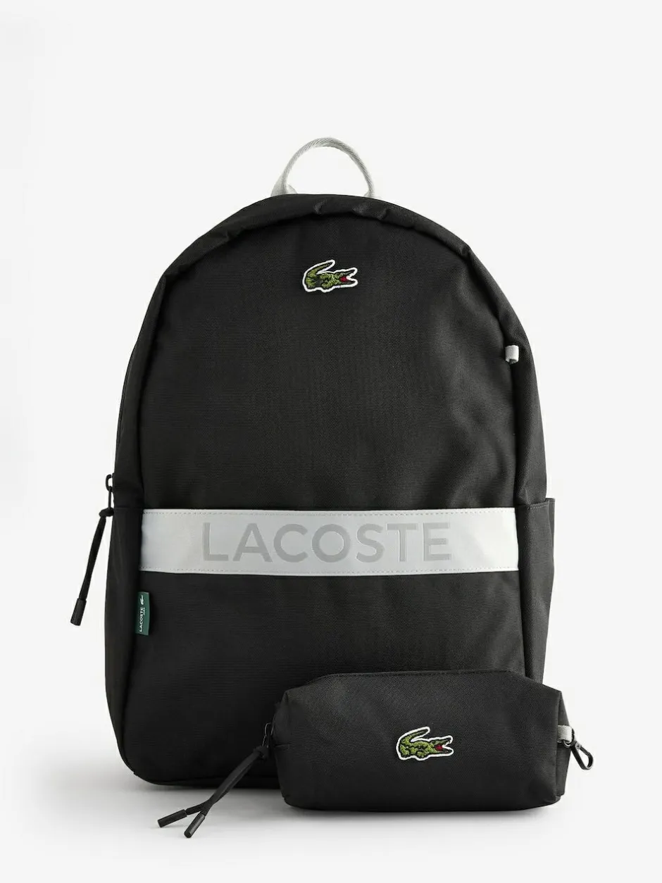 Lacoste Black Backpack with Pencil Case Online