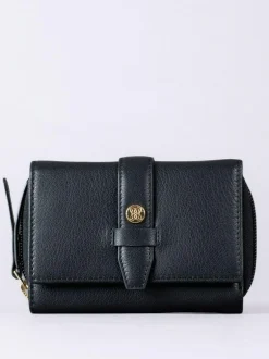 Lakeland Leather Black Medium Icon Stud Tab Purse New