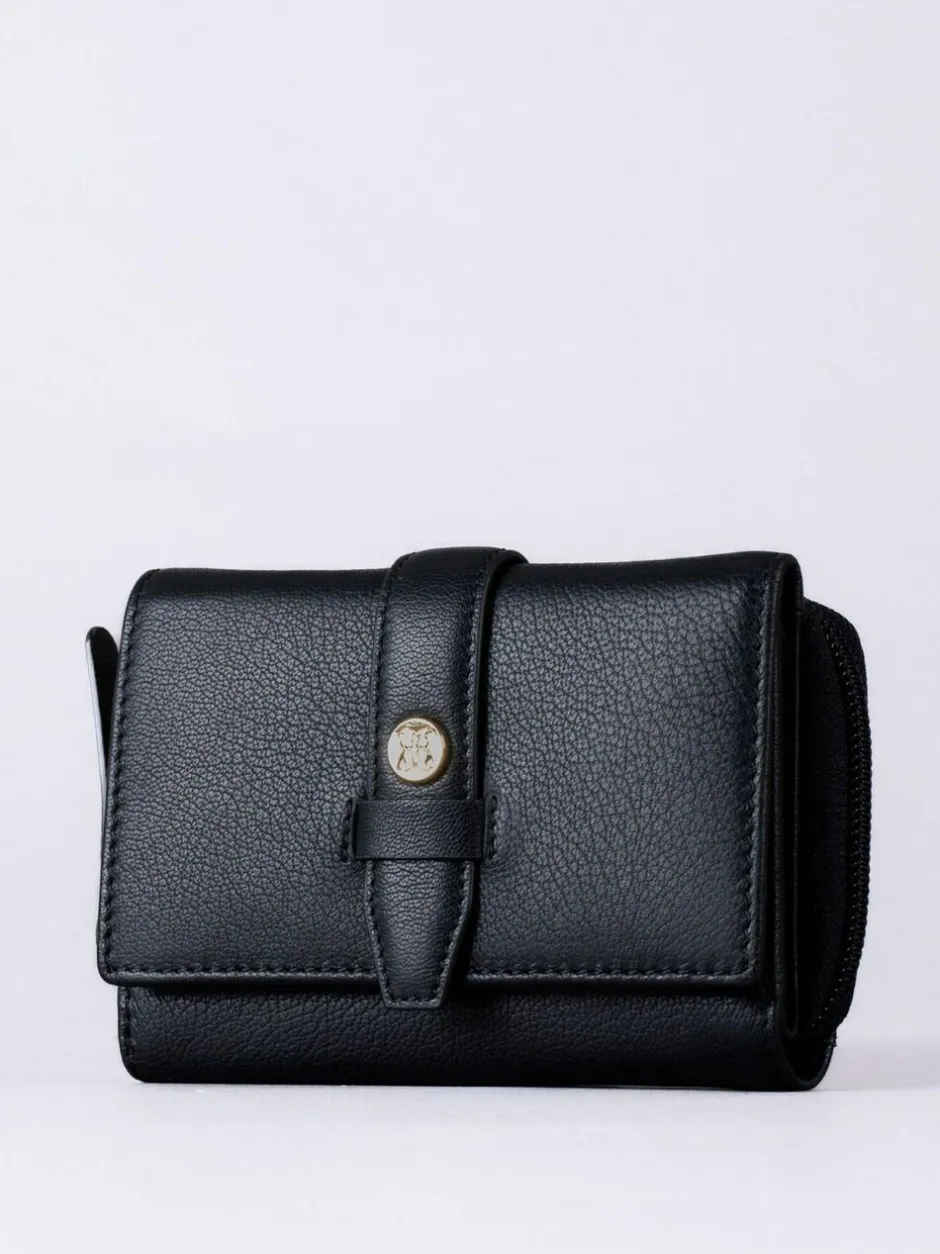 Lakeland Leather Black Medium Icon Stud Tab Purse New