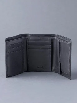 Lakeland Leather Black Stitch Tri-Fold Wallet