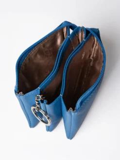 Lakeland Leather Blue Multi Pocket Coin Purse Clearance