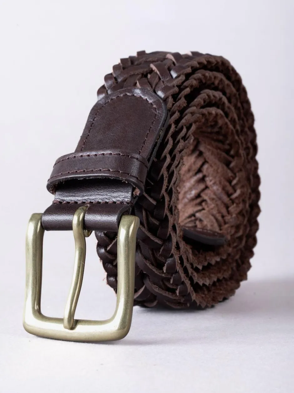 Lakeland Leather Howbeck Leather Braided Belt Brown New