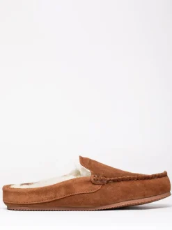 Lakeland Leather Sheepskin Moccasin Slider Slippers Brown