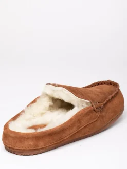 Lakeland Leather Sheepskin Moccasin Slider Slippers Brown