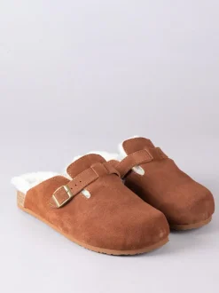 Lakeland Leather Brown Unisex Sheepskin Clog Slippers Outlet