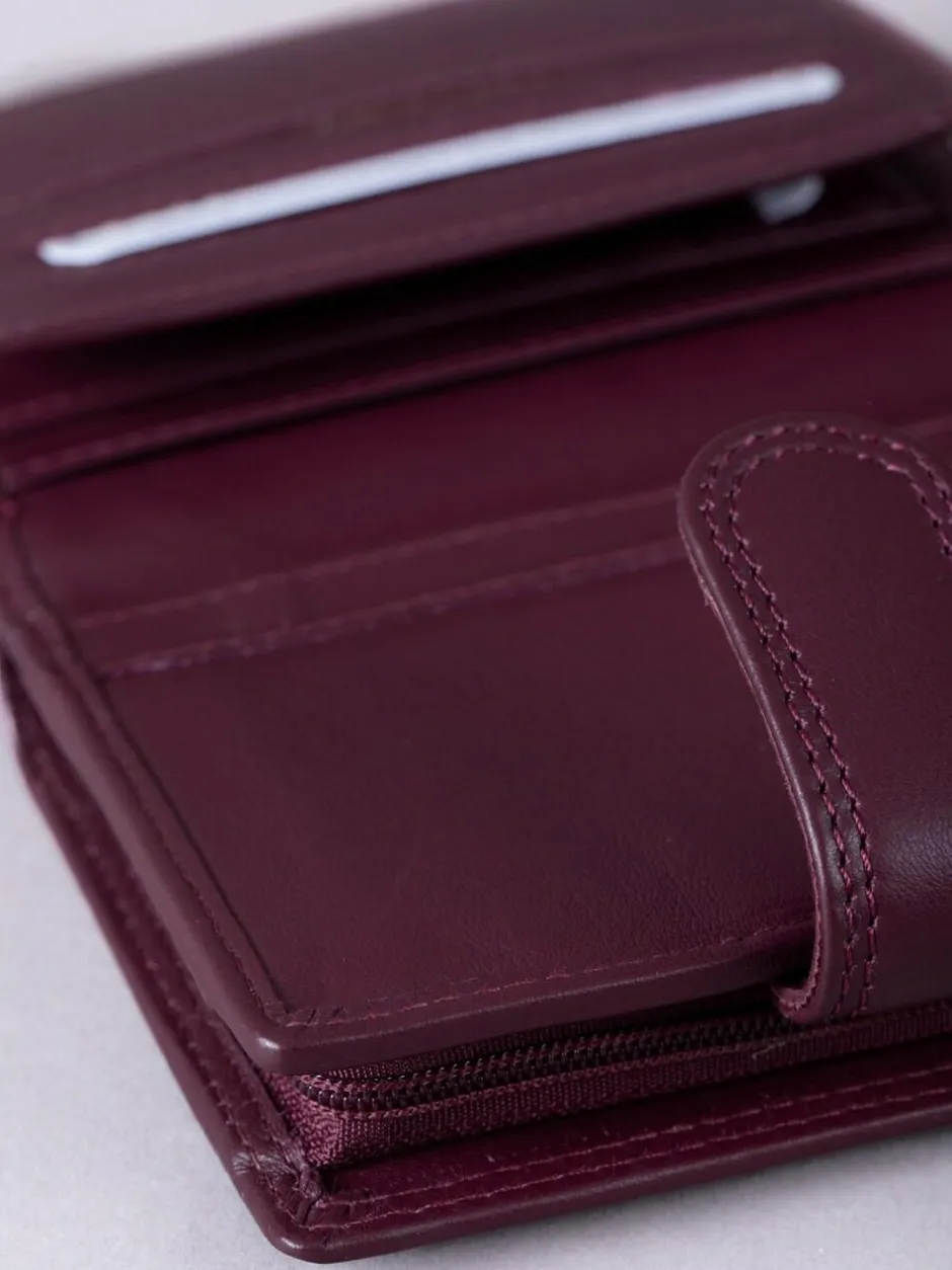 Lakeland Leather Burgundy Red Small Tab Purse Hot