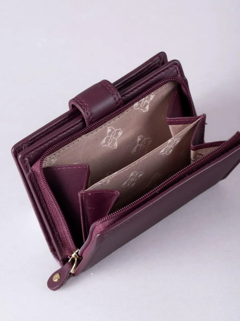 Lakeland Leather Burgundy Red Small Tab Purse Hot
