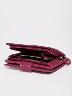 Lakeland Leather Cranberry Small Tab Purse Discount