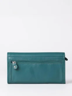 Lakeland Leather Green Haze Large Flapover Purse Sale