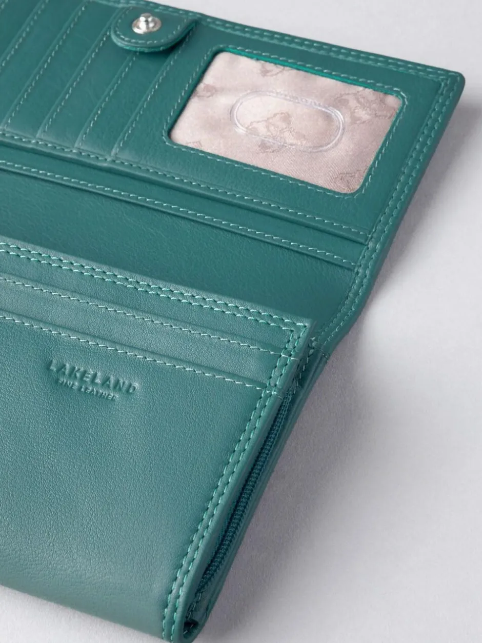 Lakeland Leather Green Haze Large Flapover Purse Sale