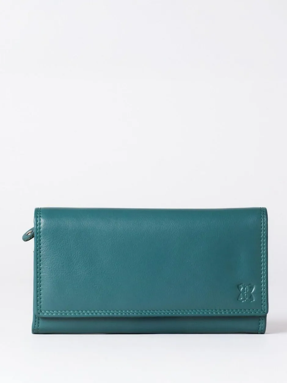 Lakeland Leather Green Haze Large Flapover Purse Sale