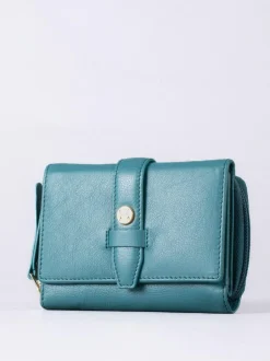 Lakeland Leather Green Medium Icon Stud Tab Purse Outlet